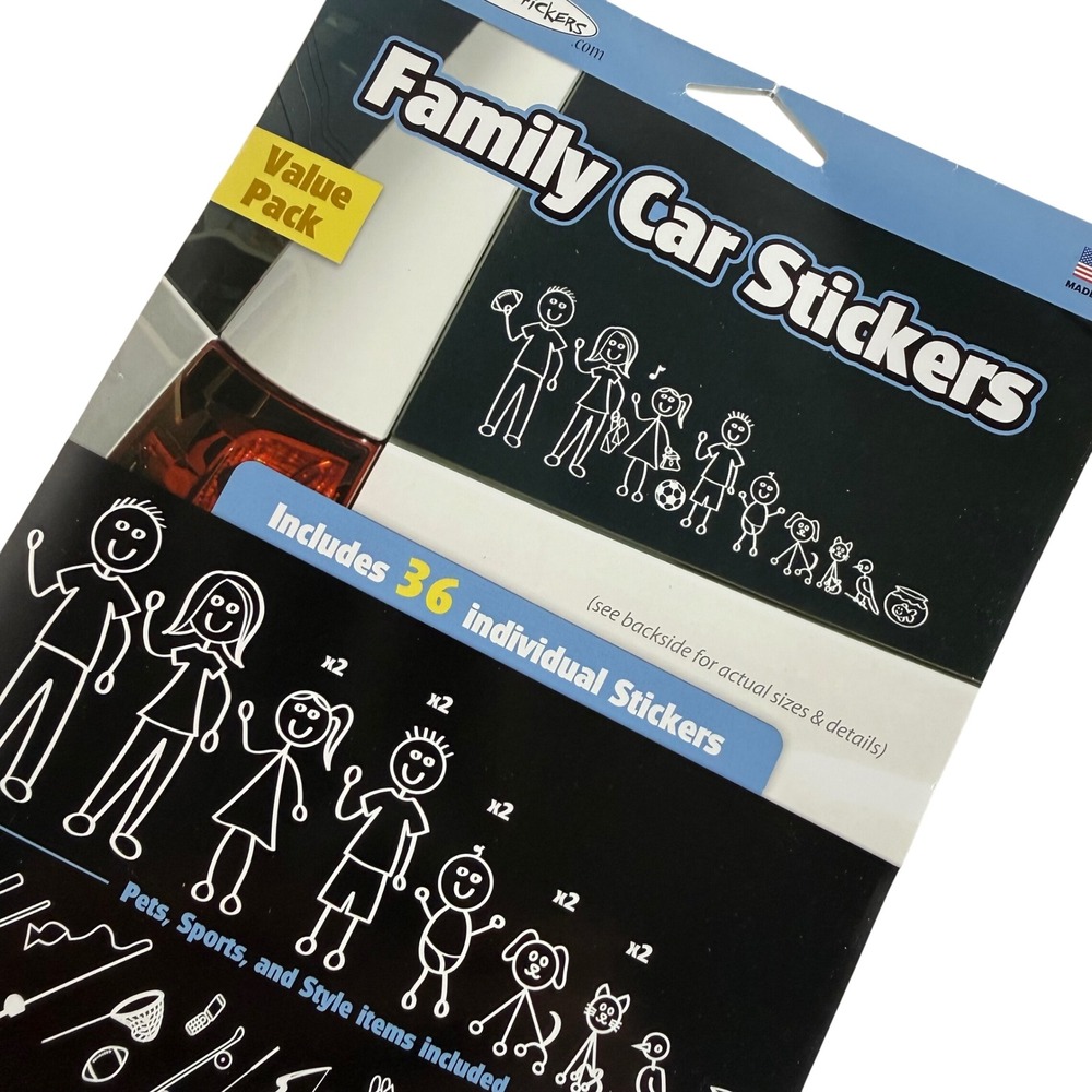 CoolFamilyStickers Family Car Stickers Value Pack White Vinyl Decals 36pc Set